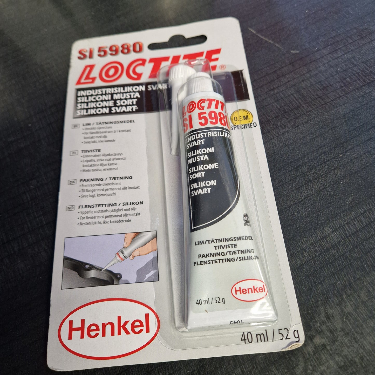 Loctite Flänstätning, Svart Silicon 40 ml Högflexibel. L5980