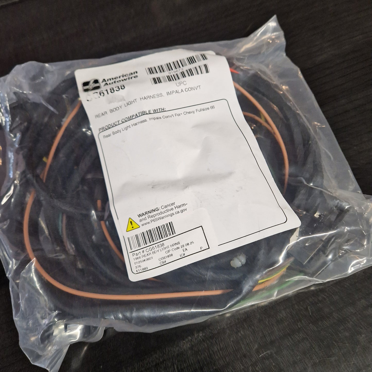 Kabelhärva, Rear Body Light Harness, Chevrolet Impala 1966 Cabriolet. CG61838