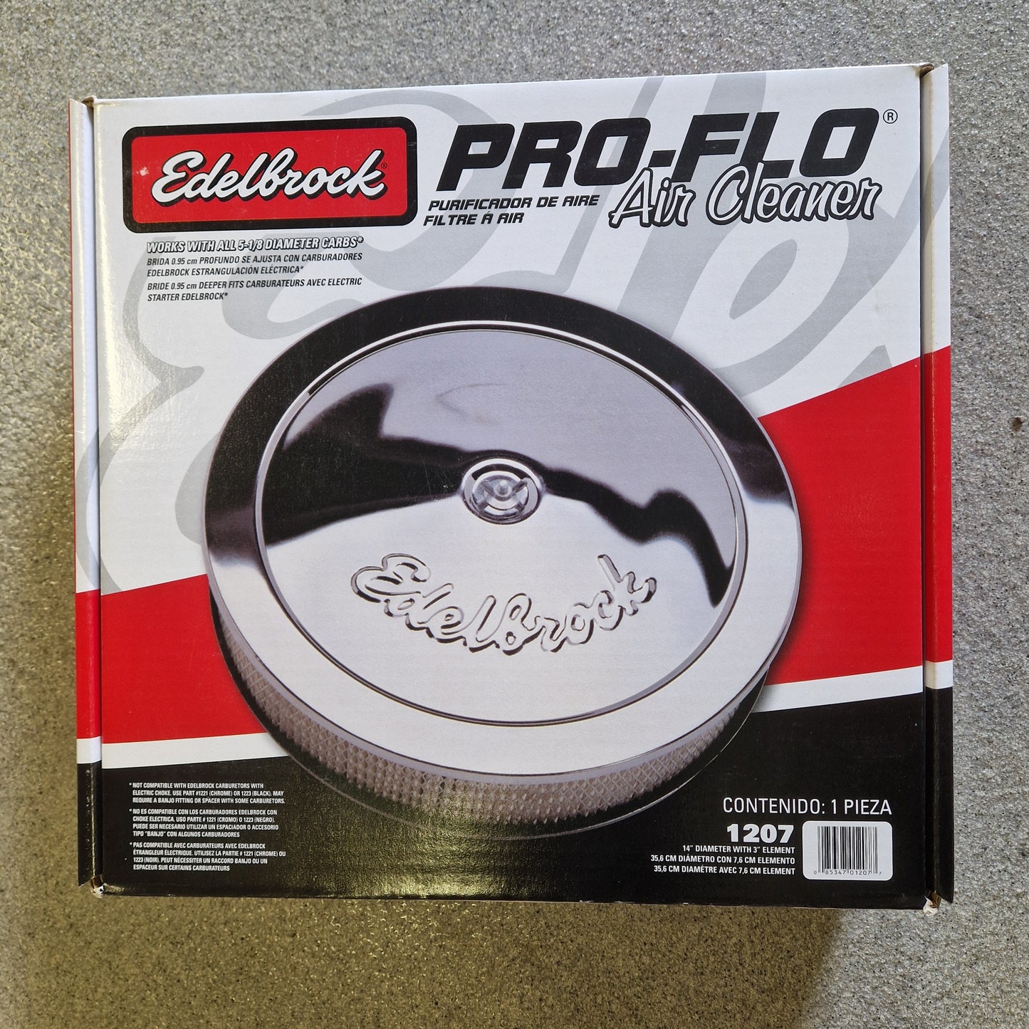 Luftrenare 14" x 3" Edelbrock Kromad, Försänkt. Totalhöjd 84mm 1207
