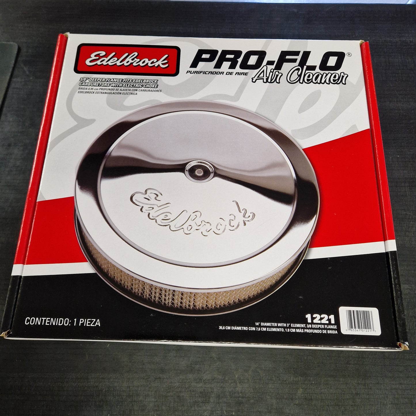 Luftrenare 14" x 3" Edelbrock Kromad, Försänkt. Totalhöjd 95mm 1221