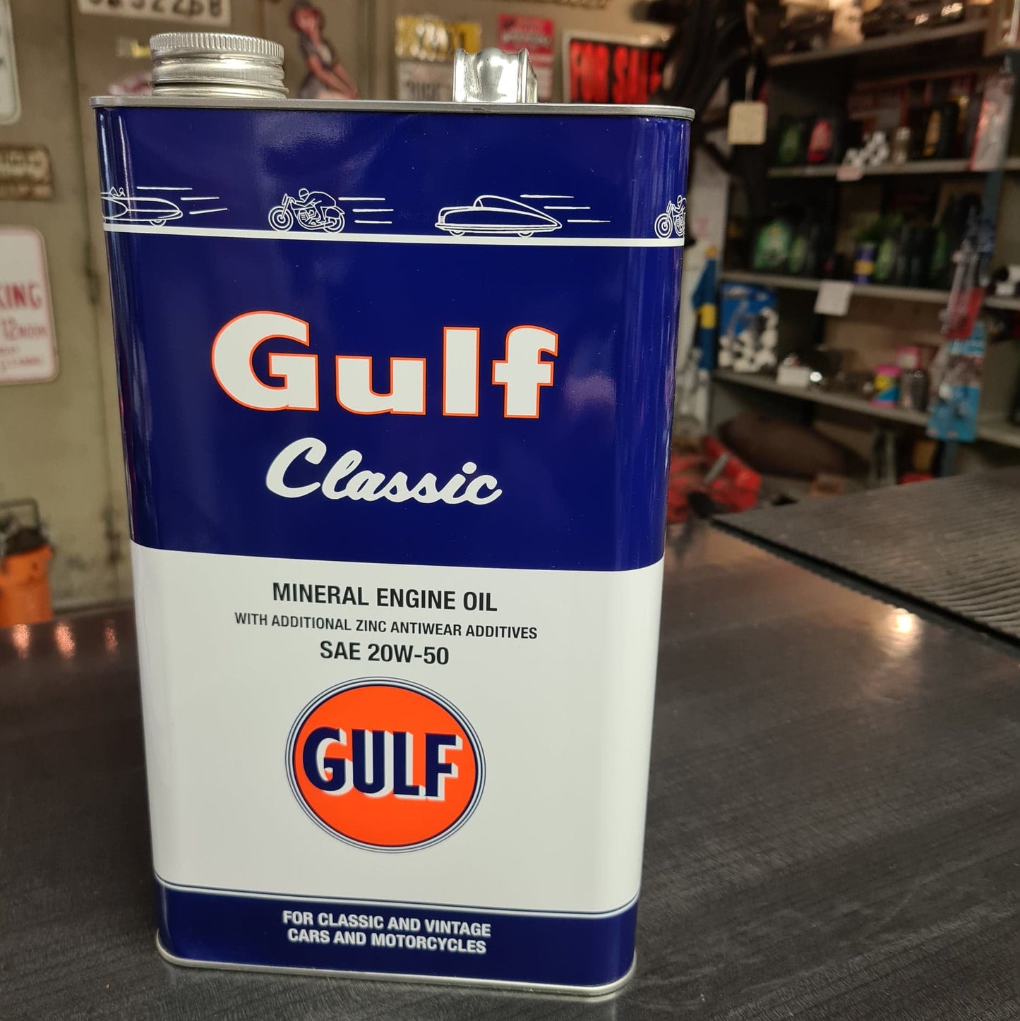 Motorolja Classic 20W-50 med Zink 5 Lit. Gulf