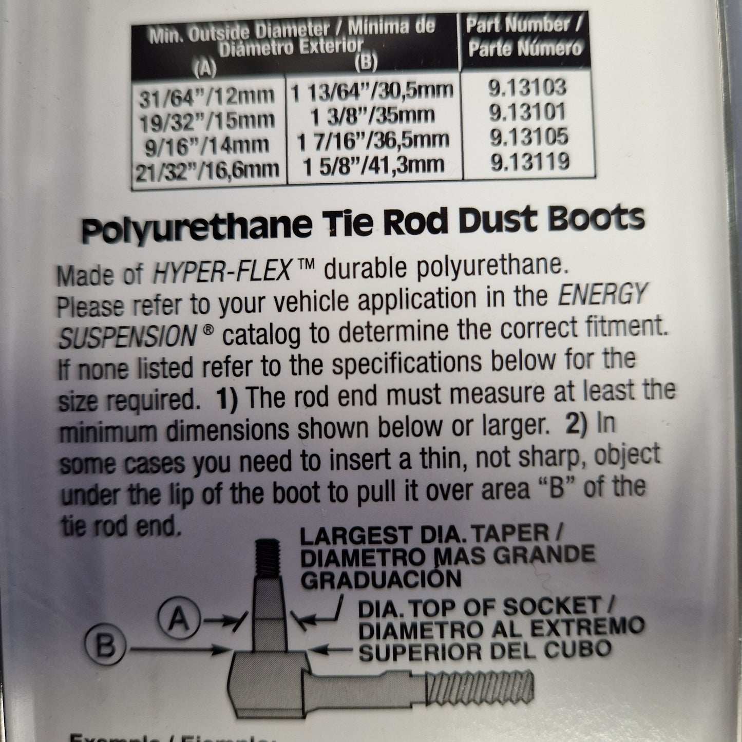 Dammskydd Styrleder/P-ändar Universal. Par 9.13101R