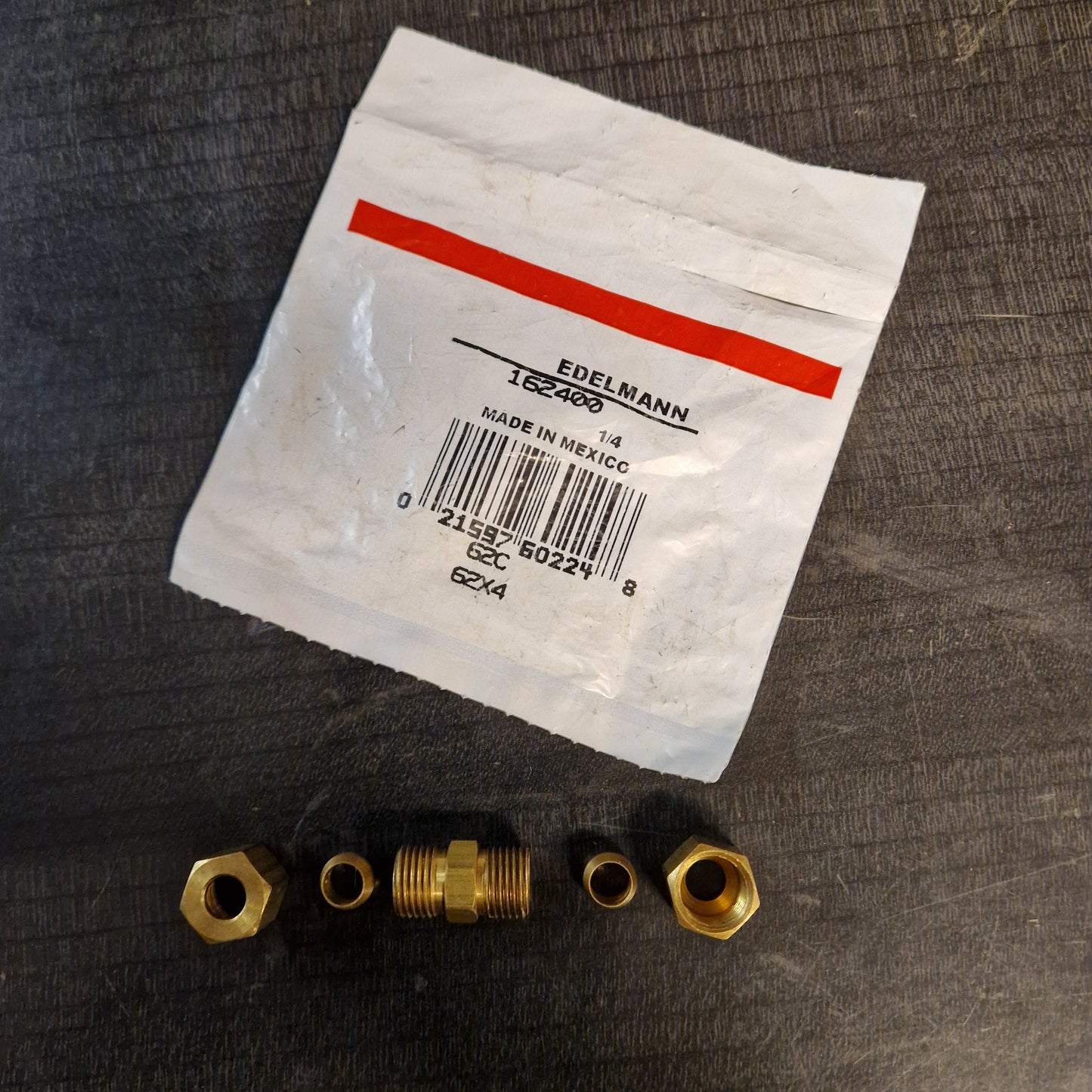 Skarvkoppling Bromsrör  1/14"  Mässing Rak 62C, 2956, 162400