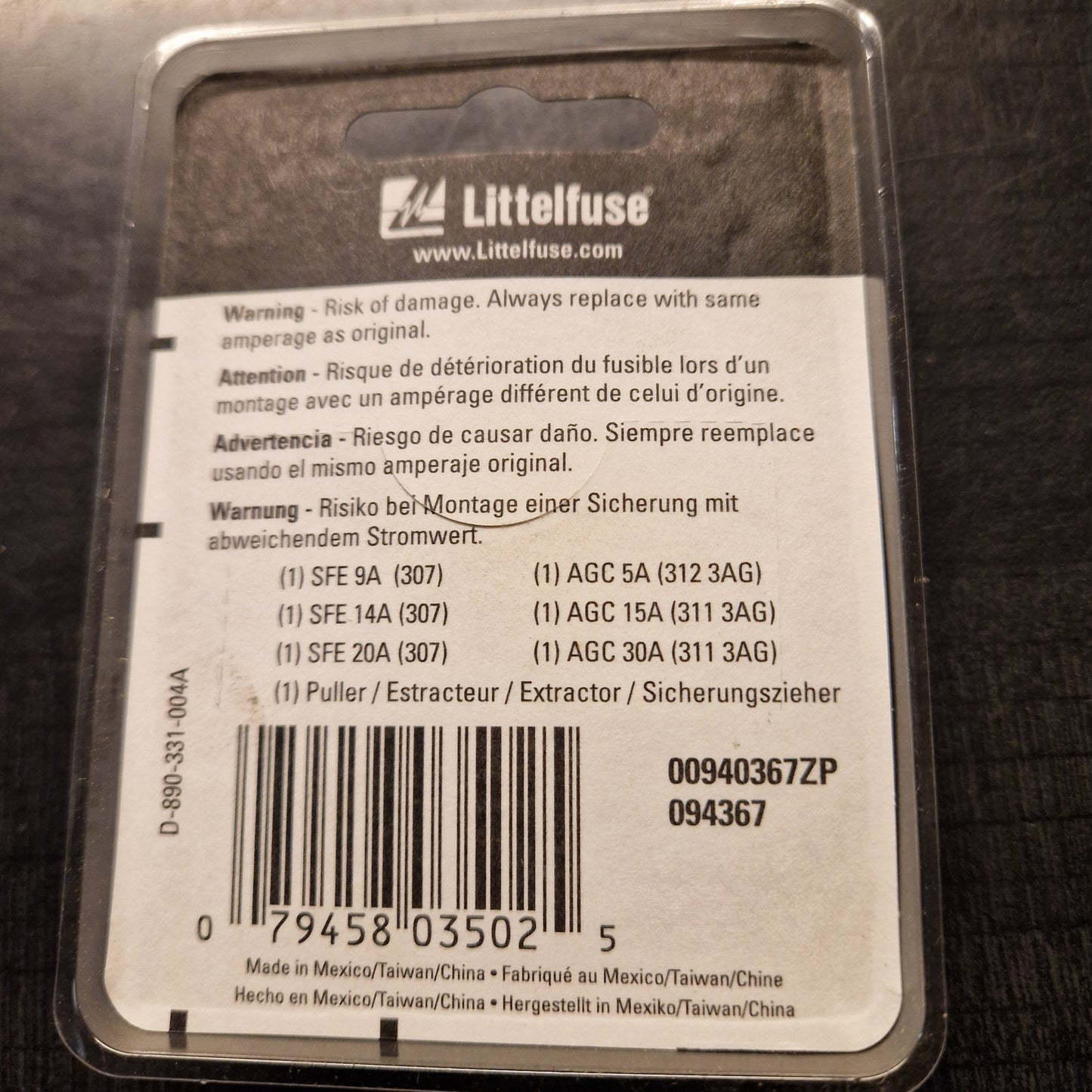 Glassäkringssats Sats 6st samt 1 st Uttagare. För USA-bilar  094367
