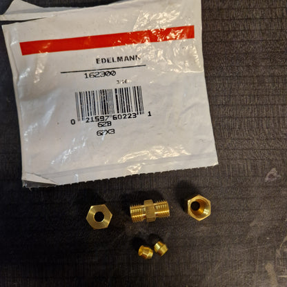 Skarvkoppling Bromsrör  3/16"  Mässing Rak 62B, 2955, 162300