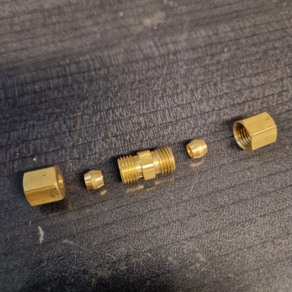 Skarvkoppling Bromsrör  3/16"  Mässing Rak 62B, 2955, 162300